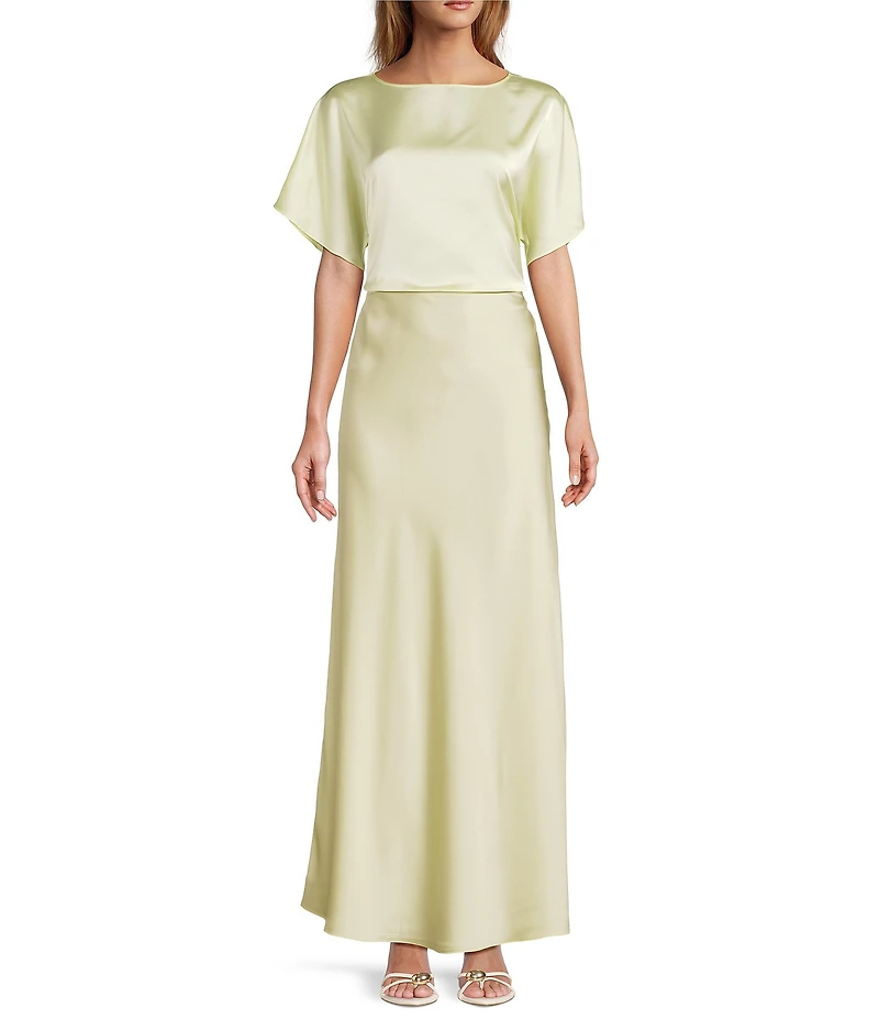 Antonio Melani Bella Drapey Satin A-Line Maxi Skirt