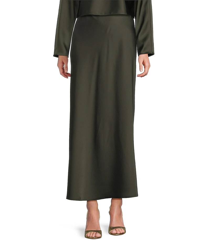 Antonio Melani Bella Satin A-Line Maxi Skirt