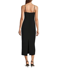 Antonio Melani Benny Rhinestone Bow Sheath Sleeveless Square Neck Dress