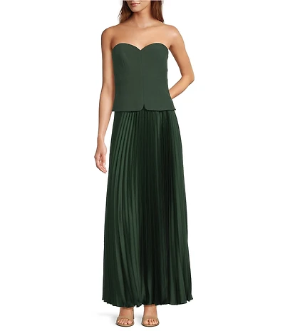 Antonio Melani Billie Crepe Strapless Pleated Maxi Dress