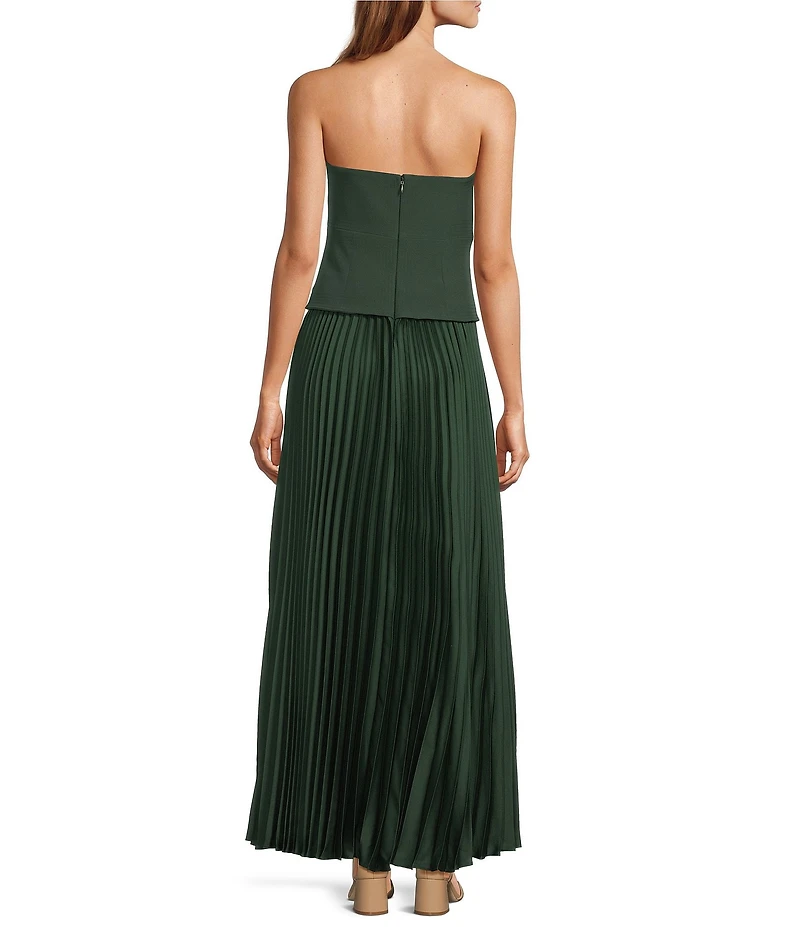 Antonio Melani Billie Crepe Strapless Pleated Maxi Dress