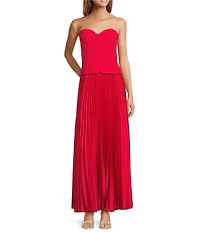 Antonio Melani Billie Crepe Strapless Pleated Maxi Dress