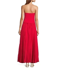 Antonio Melani Billie Crepe Strapless Pleated Maxi Dress