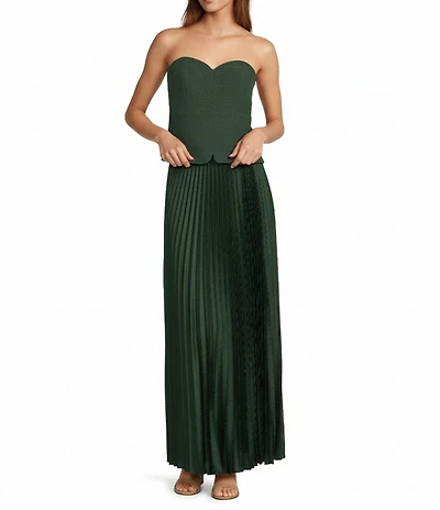 Antonio Melani Billie Crepe Strapless Pleated Maxi Dress
