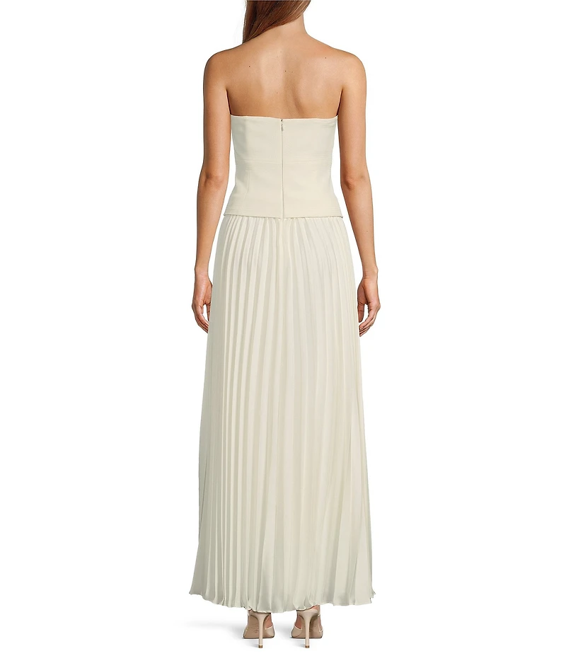 Antonio Melani Billie Crepe Strapless Pleated Maxi Dress