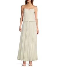 Antonio Melani Billie Crepe Strapless Pleated Maxi Dress
