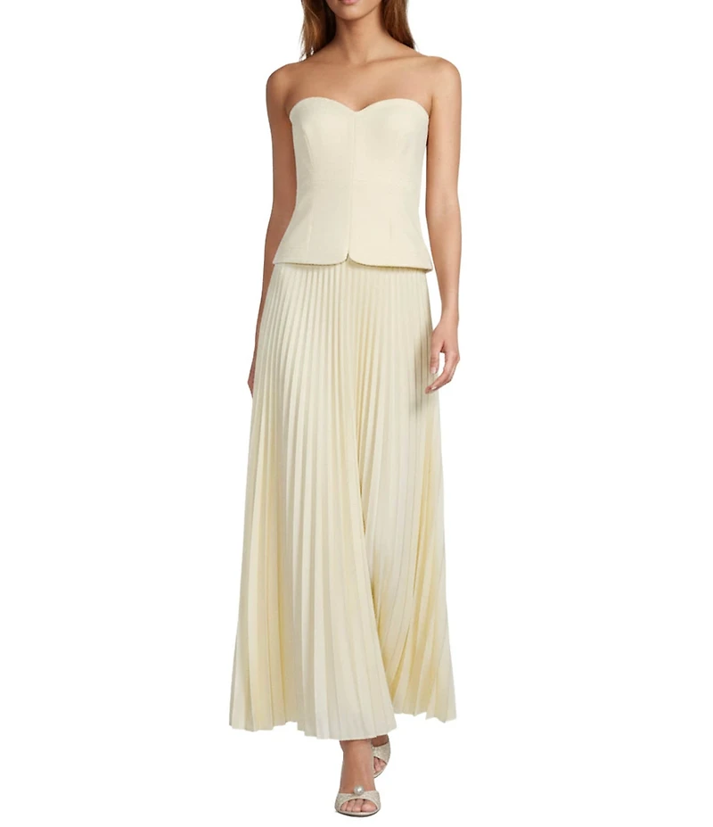 Antonio Melani Billie Crepe Strapless Sleeveless Pleated A-Line Maxi Dress
