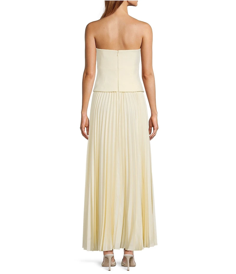 Antonio Melani Billie Crepe Strapless Sleeveless Pleated A-Line Maxi Dress