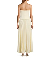 Antonio Melani Billie Crepe Strapless Sleeveless Pleated A-Line Maxi Dress