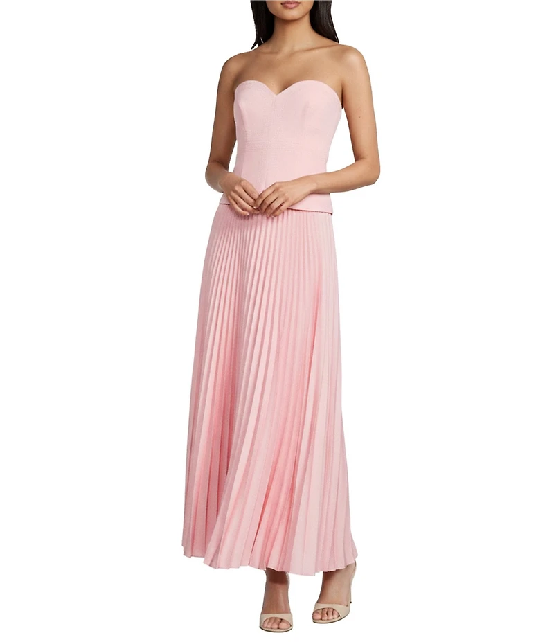 Antonio Melani Billie Crepe Strapless Sleeveless Pleated A-Line Maxi Dress