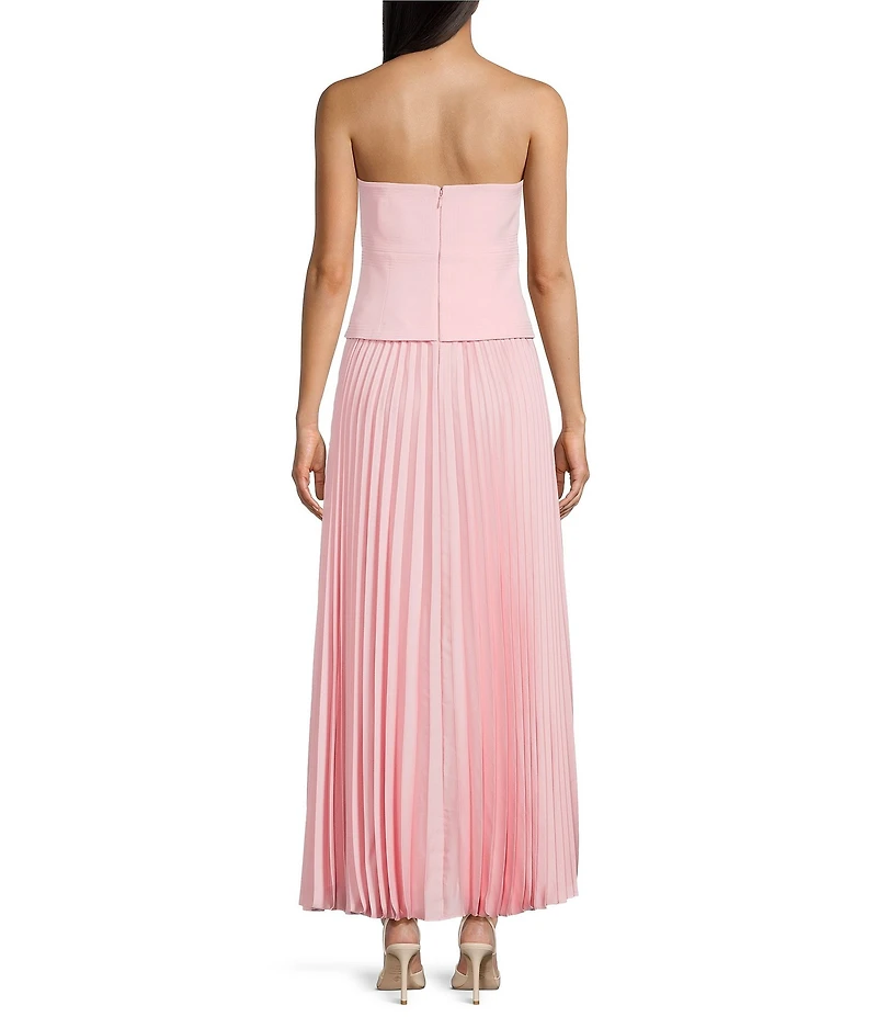 Antonio Melani Billie Crepe Strapless Sleeveless Pleated A-Line Maxi Dress