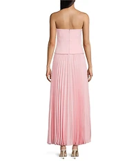 Antonio Melani Billie Crepe Strapless Sleeveless Pleated A-Line Maxi Dress