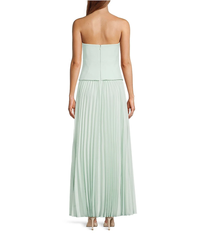Antonio Melani Billie Crepe Strapless Sleeveless Pleated A-Line Maxi Dress