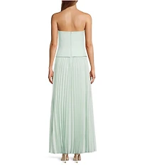 Antonio Melani Billie Crepe Strapless Sleeveless Pleated A-Line Maxi Dress