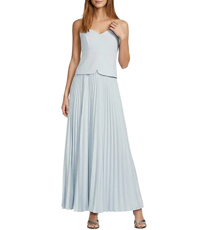 Antonio Melani Billie Crepe Strapless Sleeveless Pleated A-Line Maxi Dress