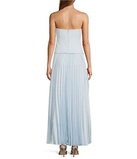 Antonio Melani Billie Crepe Strapless Sleeveless Pleated A-Line Maxi Dress