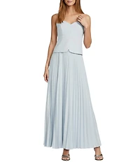 Antonio Melani Billie Crepe Strapless Sleeveless Pleated A-Line Maxi Dress