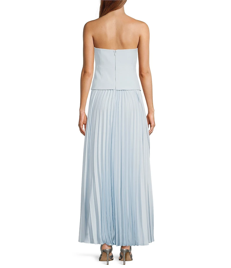 Antonio Melani Billie Crepe Strapless Sleeveless Pleated A-Line Maxi Dress