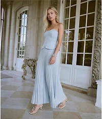 Antonio Melani Billie Crepe Strapless Sleeveless Pleated A-Line Maxi Dress