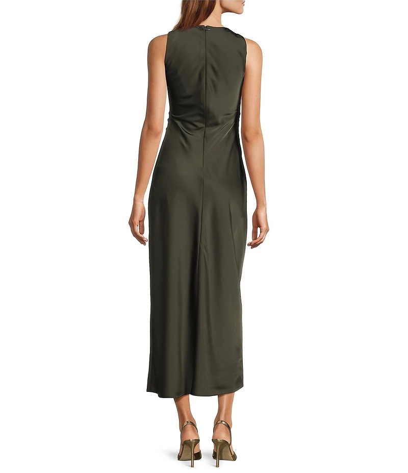 Antonio Melani Bimini Satin Mock Cowl Neck Sleeveless Blouson Maxi Dress
