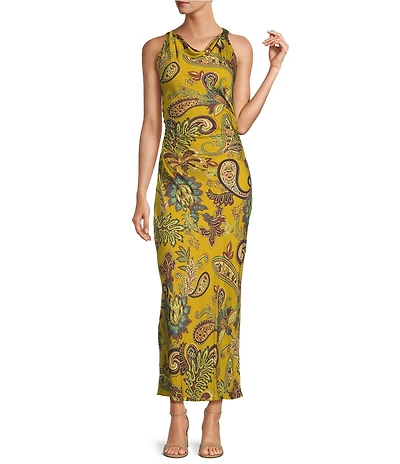 Antonio Melani Bimini Satin Mock Cowl Neck Sleeveless Blouson Dress