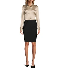 Antonio Melani Bitsy Wool Blend Pencil Skirt