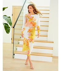 Antonio Melani Coordinating Blakely Satin Floral Midi Skirt