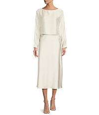 Antonio Melani Blakely Coordinating A-Line Satin Skirt