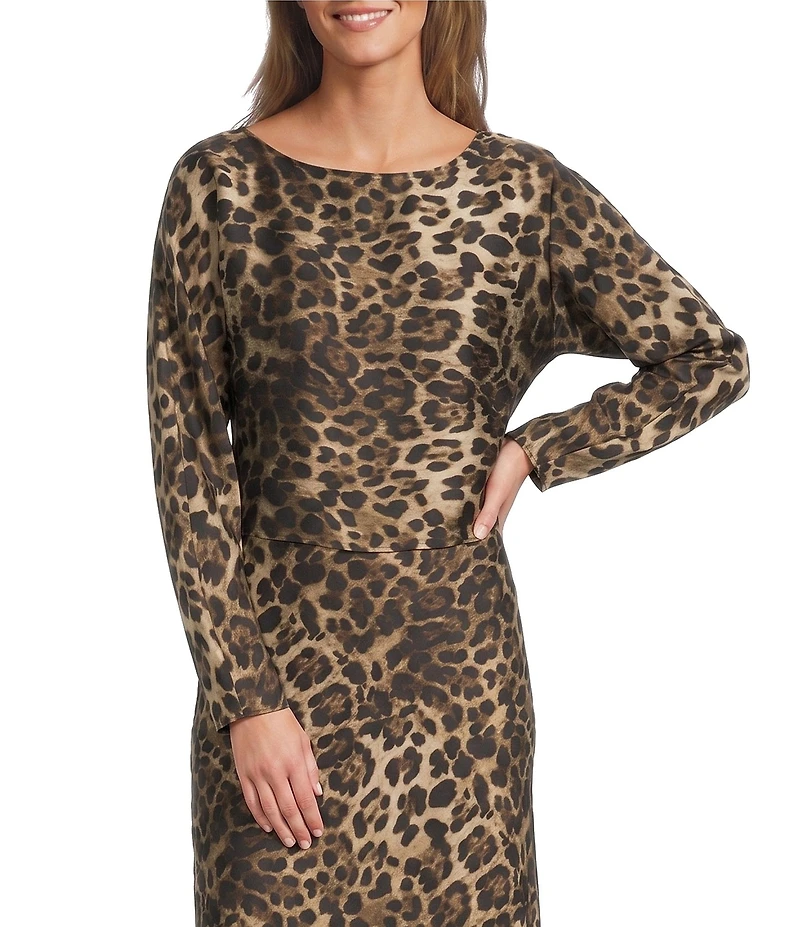Antonio Melani Blyss Boat Neck Long Sleeve Coordinating Satin Blouse