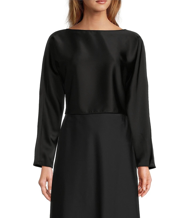 Antonio Melani Blyss Boat Neck Long Sleeve Coordinating Satin Blouse