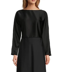 Antonio Melani Blyss Boat Neck Long Sleeve Coordinating Satin Blouse