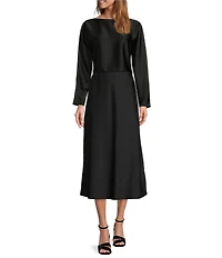 Antonio Melani Blyss Boat Neck Long Sleeve Coordinating Satin Blouse