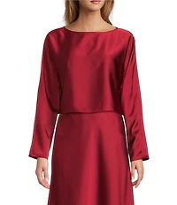 Antonio Melani Blyss Boat Neck Long Sleeve Coordinating Satin Blouse