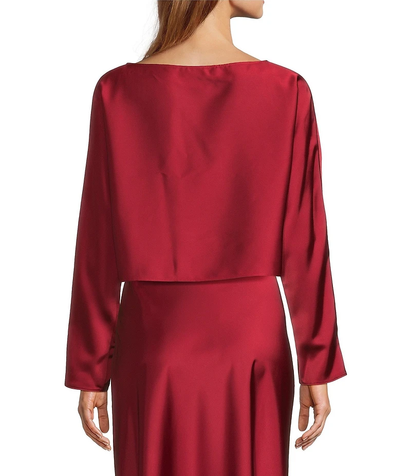 Antonio Melani Blyss Boat Neck Long Sleeve Coordinating Satin Blouse