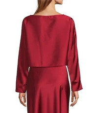 Antonio Melani Blyss Boat Neck Long Sleeve Coordinating Satin Blouse