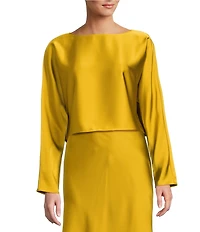 Antonio Melani Blyss Boat Neck Long Sleeve Coordinating Satin Blouse