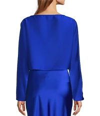Antonio Melani Blyss Boat Neck Long Sleeve Coordinating Satin Blouse