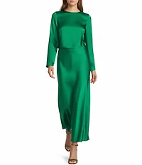 Antonio Melani Blyss Boat Neck Long Sleeve Coordinating Satin Blouse