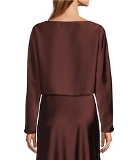 Antonio Melani Blyss Satin Long Sleeve Boat Neck Blouse