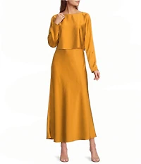 Antonio Melani Blyss Satin Long Sleeve Boat Neck Blouse