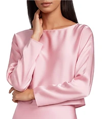 Antonio Melani Blyss Satin Long Sleeve Boat Neck Blouse