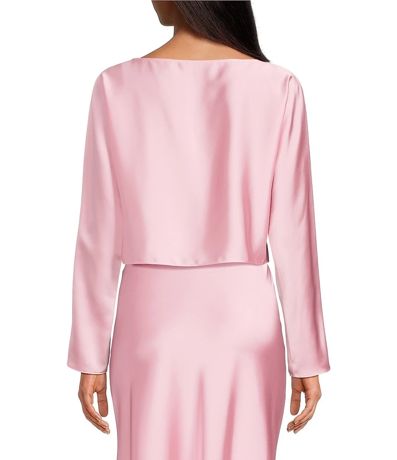 Antonio Melani Blyss Satin Long Sleeve Boat Neck Blouse