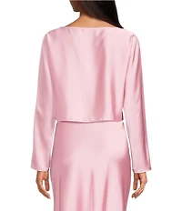 Antonio Melani Blyss Satin Long Sleeve Boat Neck Blouse