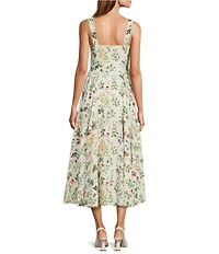 Antonio Melani Blythe Floral Printed Eyelet Sweetheart Neck Sleeveless Midi Dress