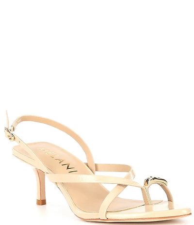 Antonio Melani Blythe Patent Leather Toe Loop Hardware Slingback Dress Sandals
