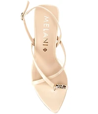 Antonio Melani Blythe Patent Leather Toe Loop Hardware Slingback Dress Sandals