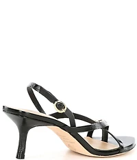 Antonio Melani Blythe Patent Leather Toe Loop Hardware Slingback Dress Sandals
