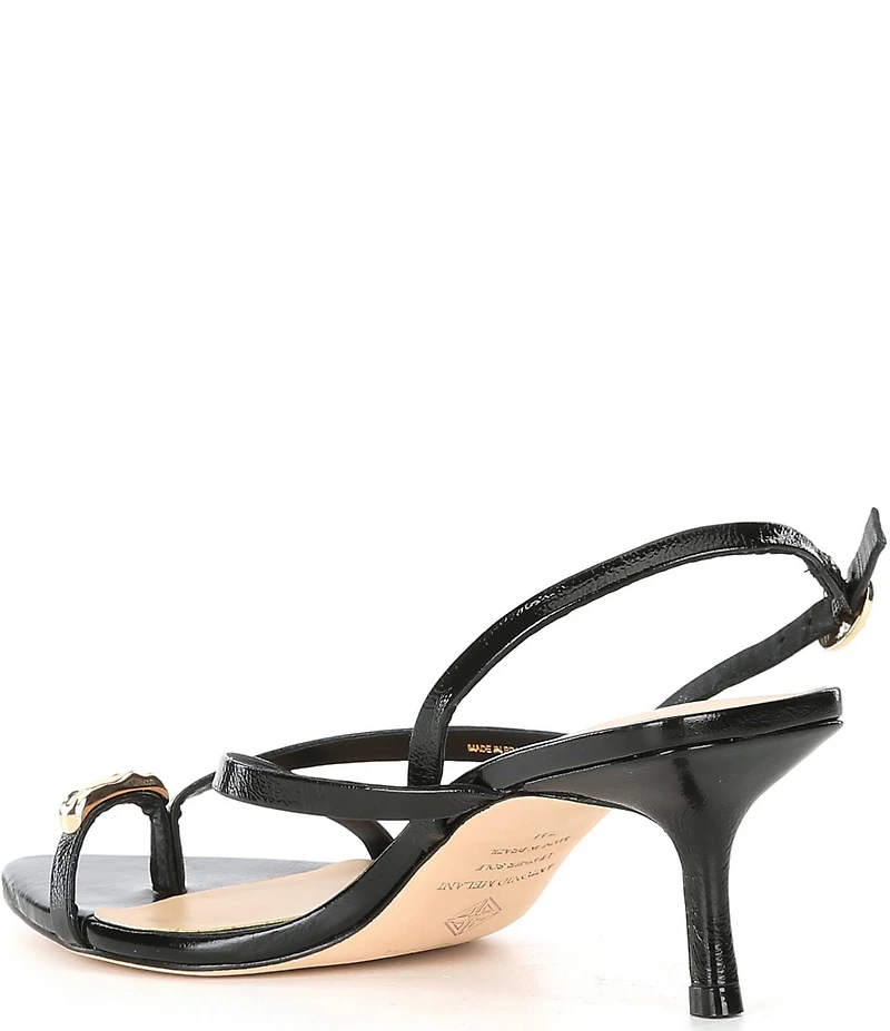 Antonio Melani Blythe Patent Leather Toe Loop Hardware Slingback Dress Sandals