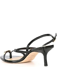 Antonio Melani Blythe Patent Leather Toe Loop Hardware Slingback Dress Sandals