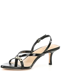 Antonio Melani Blythe Patent Leather Toe Loop Hardware Slingback Dress Sandals